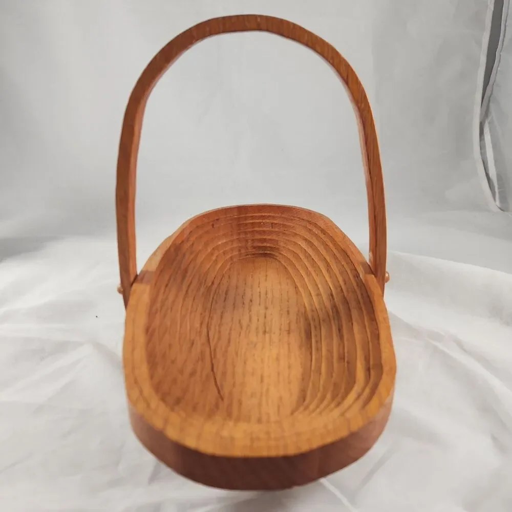 Handmade Collapsible Wooden Basket Peachwood Products Bellville OH 13